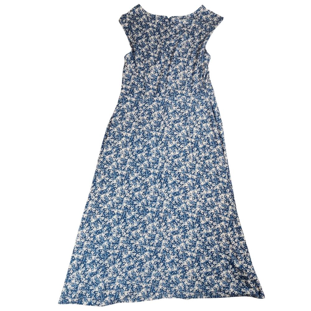 LOFT Ann Taylor Petite Blue White Floral Sleeveless Midi Dress Size 6P stretchy - Picture 2 of 9